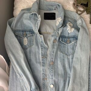 Charlotte Russe Light Blue Distressed Jean Jacket